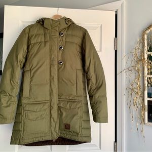 Sorel Olive Green Down Parka with Hood Size Small